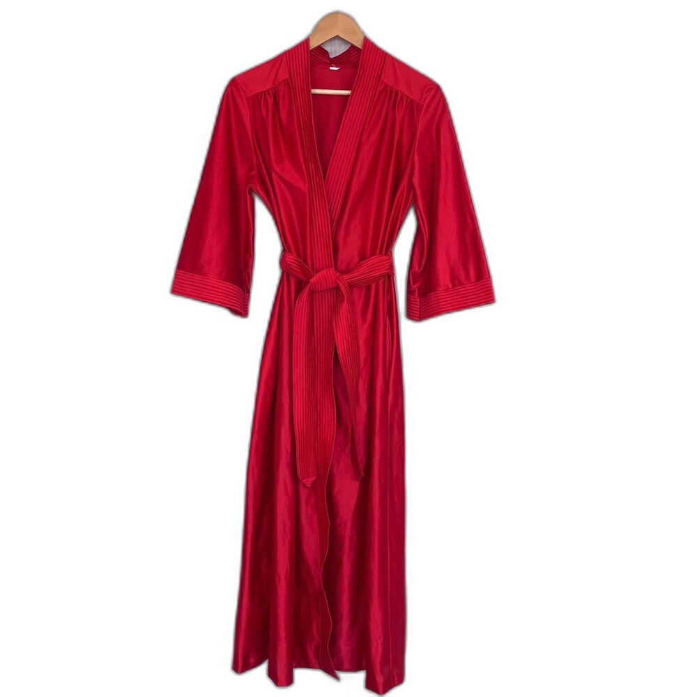 Vintage Red Satin Robe Dressing Gown